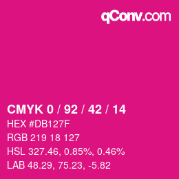 カラーコード: CMYK 0 / 92 / 42 / 14 | qconv.com