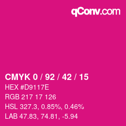 カラーコード: CMYK 0 / 92 / 42 / 15 | qconv.com