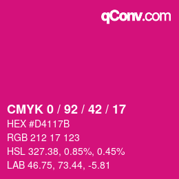 カラーコード: CMYK 0 / 92 / 42 / 17 | qconv.com