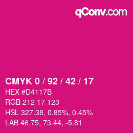 颜色代码: CMYK 0 / 92 / 42 / 17 | qconv.com