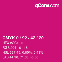 Farbcode: CMYK 0 / 92 / 42 / 20 | qconv.com