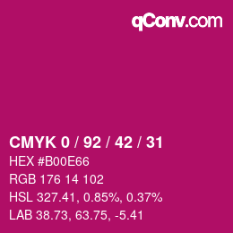 カラーコード: CMYK 0 / 92 / 42 / 31 | qconv.com