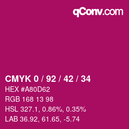 カラーコード: CMYK 0 / 92 / 42 / 34 | qconv.com