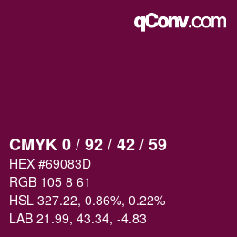 颜色代码: CMYK 0 / 92 / 42 / 59 | qconv.com