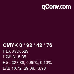颜色代码: CMYK 0 / 92 / 42 / 76 | qconv.com