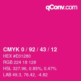 カラーコード: CMYK 0 / 92 / 43 / 12 | qconv.com