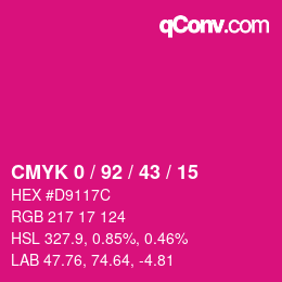 カラーコード: CMYK 0 / 92 / 43 / 15 | qconv.com