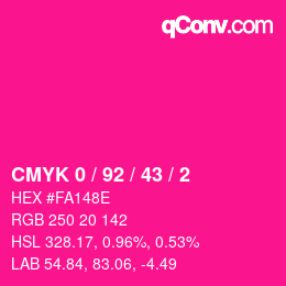 カラーコード: CMYK 0 / 92 / 43 / 2 | qconv.com