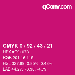 カラーコード: CMYK 0 / 92 / 43 / 21 | qconv.com