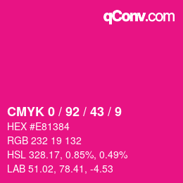 颜色代码: CMYK 0 / 92 / 43 / 9 | qconv.com