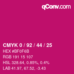 カラーコード: CMYK 0 / 92 / 44 / 25 | qconv.com