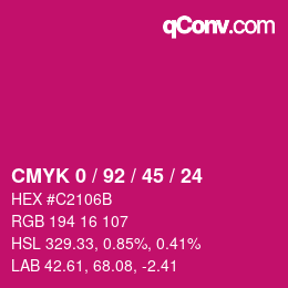 颜色代码: CMYK 0 / 92 / 45 / 24 | qconv.com