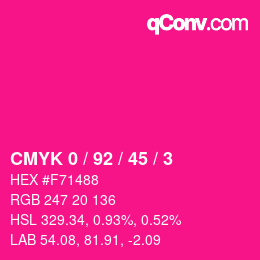 カラーコード: CMYK 0 / 92 / 45 / 3 | qconv.com