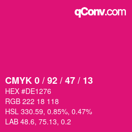 カラーコード: CMYK 0 / 92 / 47 / 13 | qconv.com