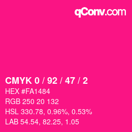 カラーコード: CMYK 0 / 92 / 47 / 2 | qconv.com