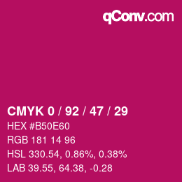 Color code: CMYK 0 / 92 / 47 / 29 | qconv.com