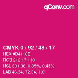 カラーコード: CMYK 0 / 92 / 48 / 17 | qconv.com