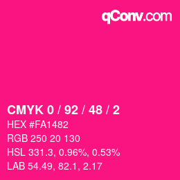 カラーコード: CMYK 0 / 92 / 48 / 2 | qconv.com