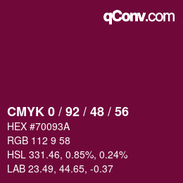 Farbcode: CMYK 0 / 92 / 48 / 56 | qconv.com
