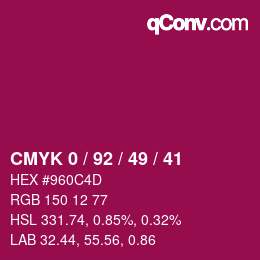 Color code: CMYK 0 / 92 / 49 / 41 | qconv.com