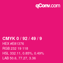 颜色代码: CMYK 0 / 92 / 49 / 9 | qconv.com