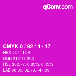 カラーコード: CMYK 0 / 92 / 4 / 17 | qconv.com