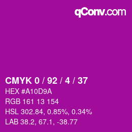 カラーコード: CMYK 0 / 92 / 4 / 37 | qconv.com
