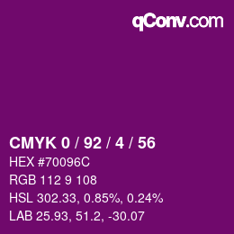 カラーコード: CMYK 0 / 92 / 4 / 56 | qconv.com
