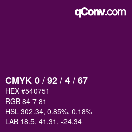 カラーコード: CMYK 0 / 92 / 4 / 67 | qconv.com
