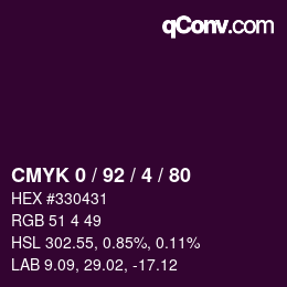 カラーコード: CMYK 0 / 92 / 4 / 80 | qconv.com