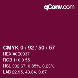 カラーコード: CMYK 0 / 92 / 50 / 57 | qconv.com
