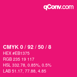 カラーコード: CMYK 0 / 92 / 50 / 8 | qconv.com