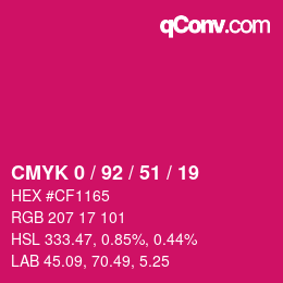 カラーコード: CMYK 0 / 92 / 51 / 19 | qconv.com