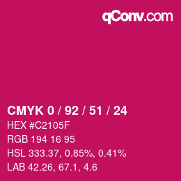 カラーコード: CMYK 0 / 92 / 51 / 24 | qconv.com