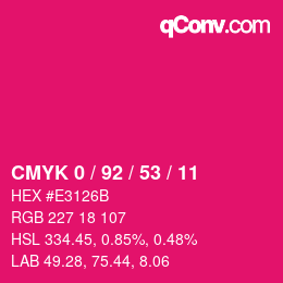 カラーコード: CMYK 0 / 92 / 53 / 11 | qconv.com