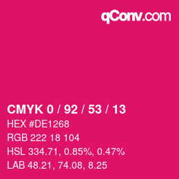 カラーコード: CMYK 0 / 92 / 53 / 13 | qconv.com