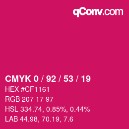 カラーコード: CMYK 0 / 92 / 53 / 19 | qconv.com