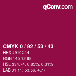 カラーコード: CMYK 0 / 92 / 53 / 43 | qconv.com