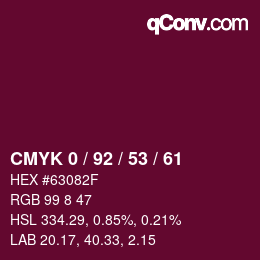 カラーコード: CMYK 0 / 92 / 53 / 61 | qconv.com