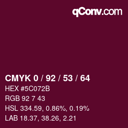 Color code: CMYK 0 / 92 / 53 / 64 | qconv.com