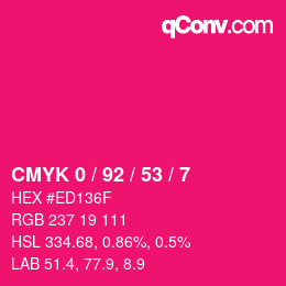 颜色代码: CMYK 0 / 92 / 53 / 7 | qconv.com