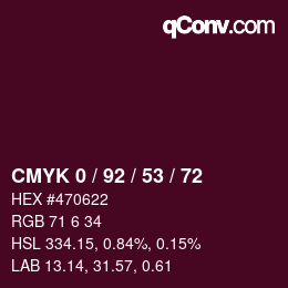 Color code: CMYK 0 / 92 / 53 / 72 | qconv.com