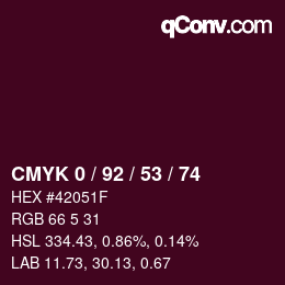 颜色代码: CMYK 0 / 92 / 53 / 74 | qconv.com