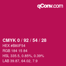 Color code: CMYK 0 / 92 / 54 / 28 | qconv.com
