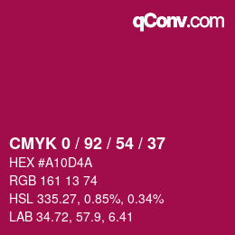 カラーコード: CMYK 0 / 92 / 54 / 37 | qconv.com