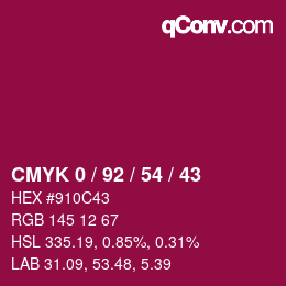 カラーコード: CMYK 0 / 92 / 54 / 43 | qconv.com