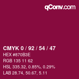 Color code: CMYK 0 / 92 / 54 / 47 | qconv.com