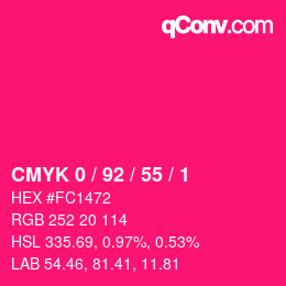 カラーコード: CMYK 0 / 92 / 55 / 1 | qconv.com