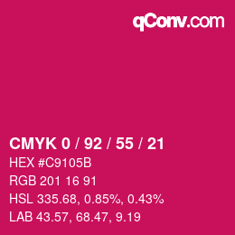 カラーコード: CMYK 0 / 92 / 55 / 21 | qconv.com