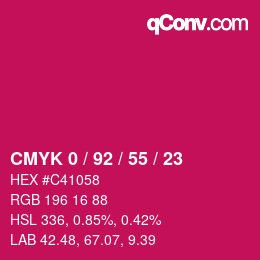 カラーコード: CMYK 0 / 92 / 55 / 23 | qconv.com